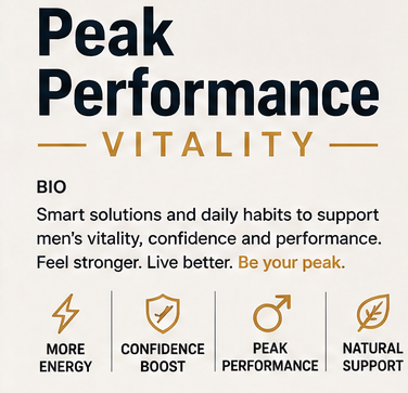 Peak Performance Vitality brand bio and core benefit icons